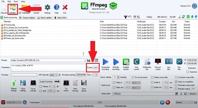 AVI MOV FFmeg Luncurkan Tambahkan Format File Langkah1