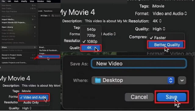 iMovie Menyesuaikan Pengaturan Langkah2 Mengkonversi AVI Ke MP4