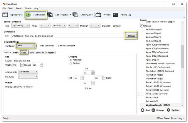 Arquivo WMV MP4 HandBrake