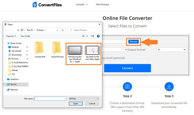 AVI MKV Convertfiles Pilih Fail Langkah1