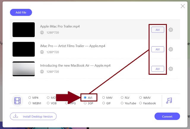 DivX AVI AVAide Pilih Format