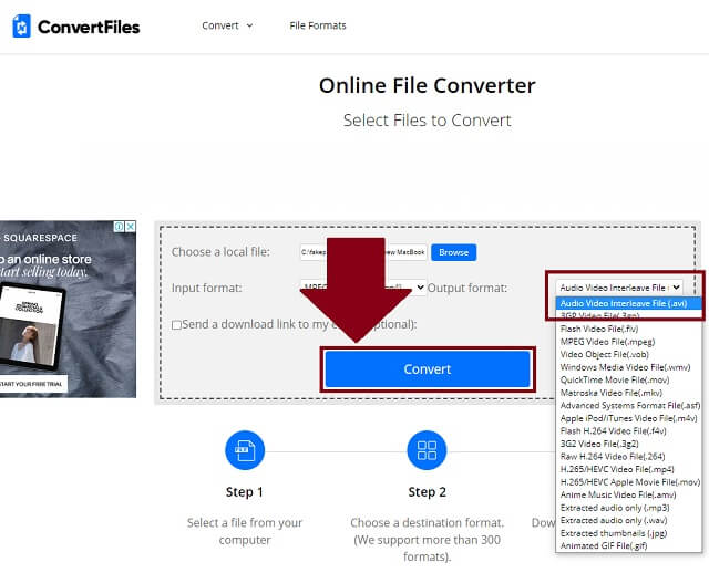 DivX ConvertFiles प्रारूप का चयन करें