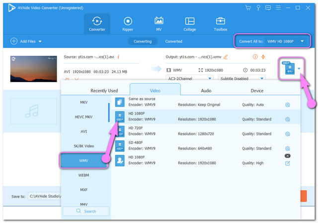 DIVX WMV Imposta il file