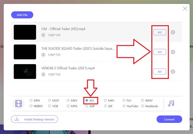 FLV AVI AVAide Select Format