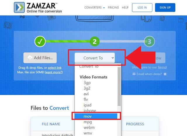 FLV MOV Zamzar Format Convert