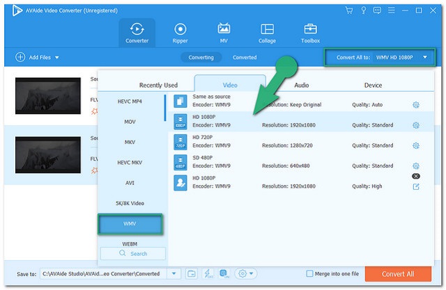 Archivo de configuración FLV WMV