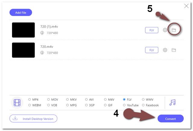 M4V FLV Online geconverteerd bestand