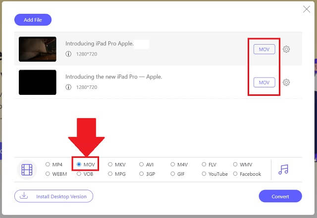 M4V MOV AVAide Formatı Değiştir