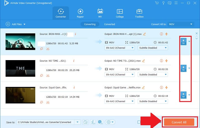 MKV MOV Aide au démarrage de la conversion