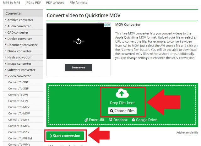 MKV MOV Onlineconvert Sammlungsdateien