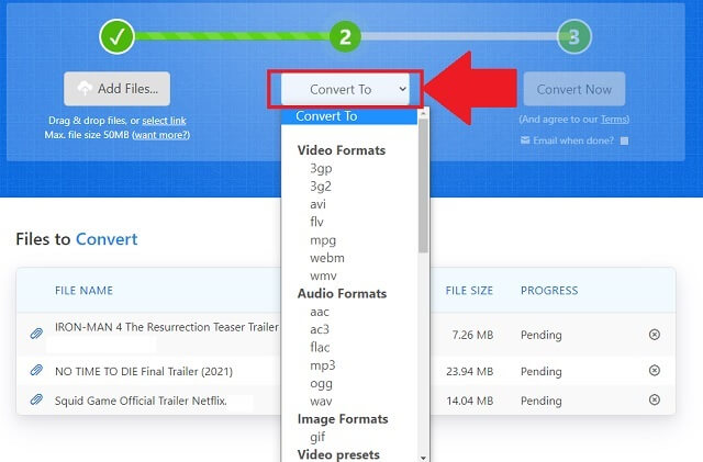 MKV MOV Zamzar Çıktı Formatı