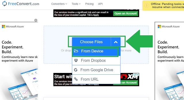 MOV DivX Freeconvert Carregar arquivos