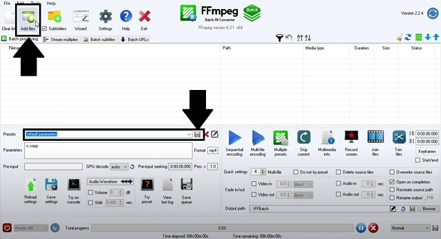 MPEG AVI FFmpeg Ajouter des fichiers
