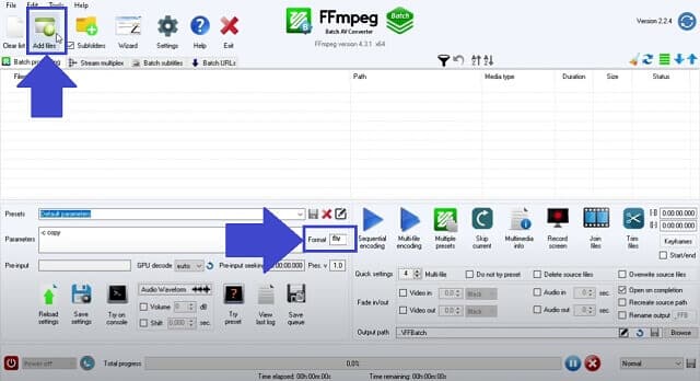 MPEG FLV FFmpeg เริ่มการแปลง