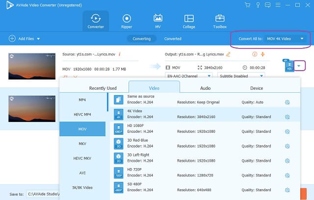 Archivo de configuración MPEG MOV