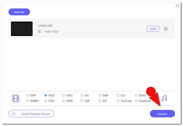 MTS MOV Online Convert File