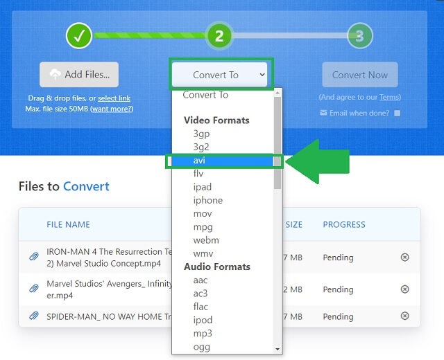 Converter SWF AVI Zamzar