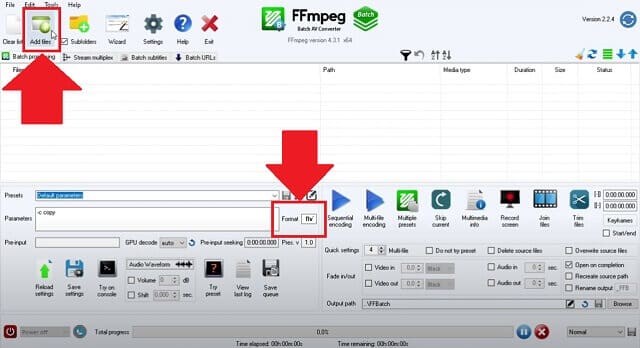 SWF FLV FFmpeg Déplacer le format de fichier