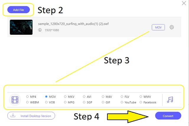 File di conversione online MOV SWF