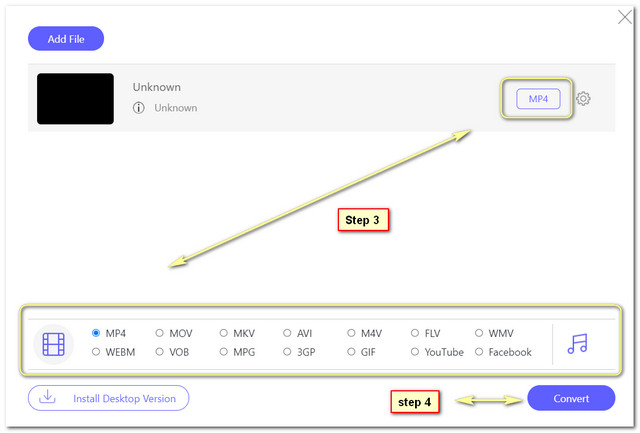 Fichier de conversion en ligne SWF MP4