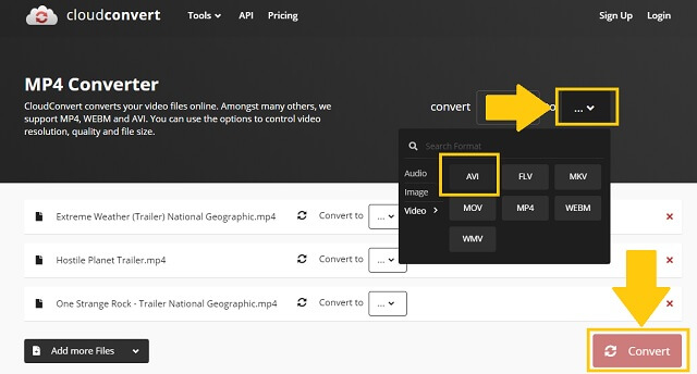 Format VOB AVI CloudConvert