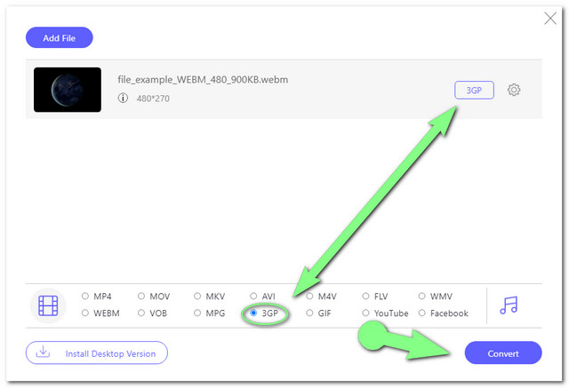 WebM 3GP Online Convrt File