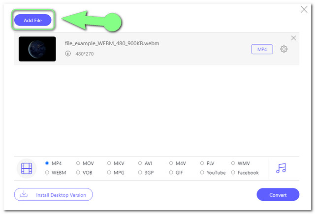 WebM 3GP Online Upload File