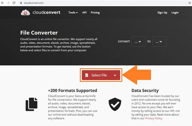 การอัปโหลด WebM FLV Cloudconvert