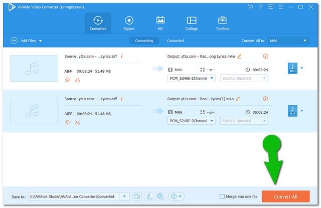 File di conversione AIFF M4A