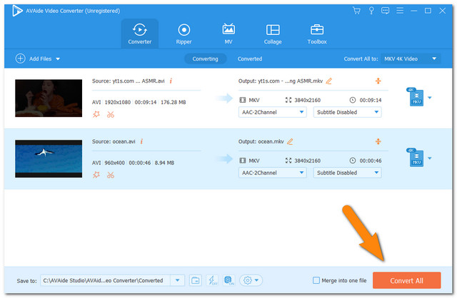 Converti file DivX MKV