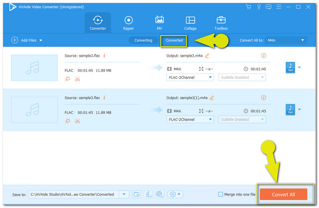 Fichier de conversion FLAC M4A