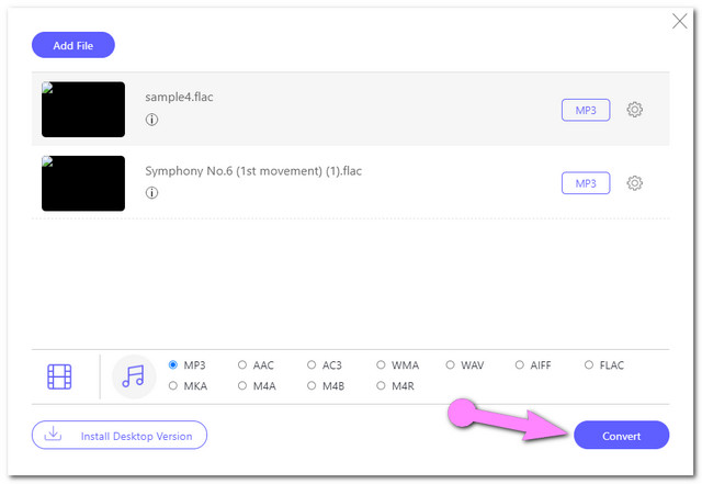 FLAC MP3 Online تحويل الملف