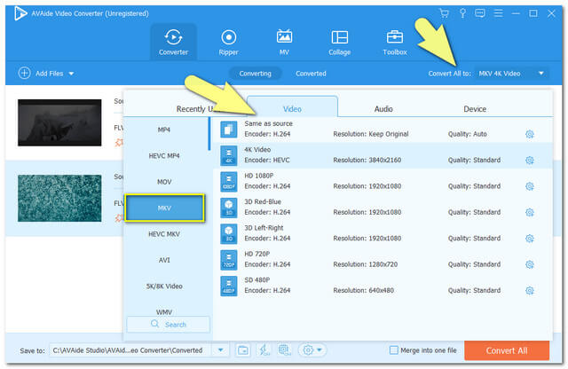 Archivo de configuración FLV MKV