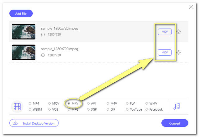 MPEG MKV Set datoteka