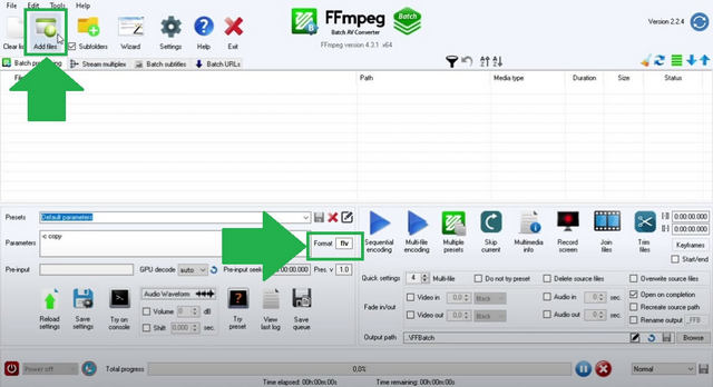 Format de fichier MTS FLV FFmpeg