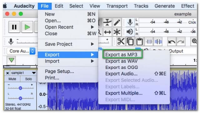 ملف OGG MP3 Audacity