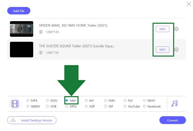 Configuración de WebM MKV AVAide