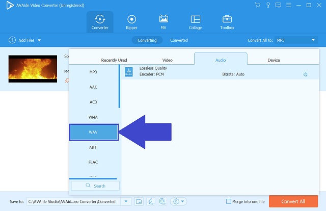 AAC WAV AVAide Chọn định dạng