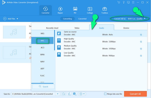 Archivo de configuración AC3 AAC