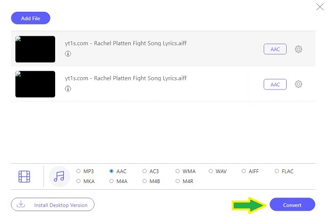 Konversi Online AIFF AAC
