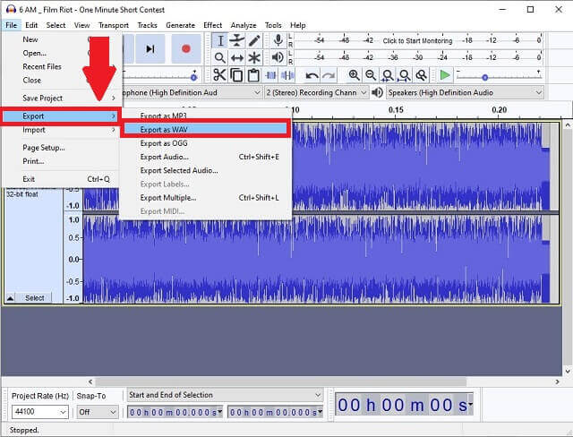 AMR WAV Audacity đã chuyển đổi WAV