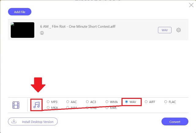 AMR WAV AVAide Online Gratis Selecteer Formaat