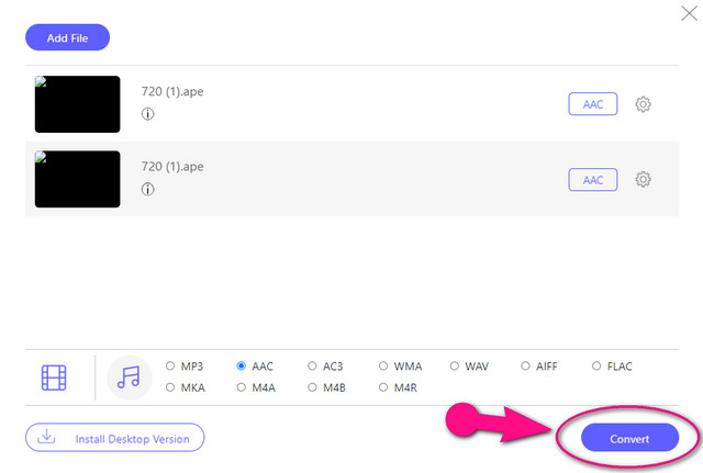 APE AAC Online Konverter fil
