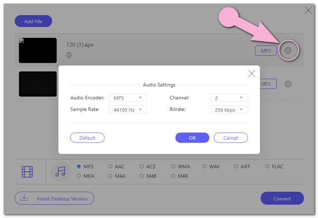 APE MP3 Çevrimiçi Set Dosyası