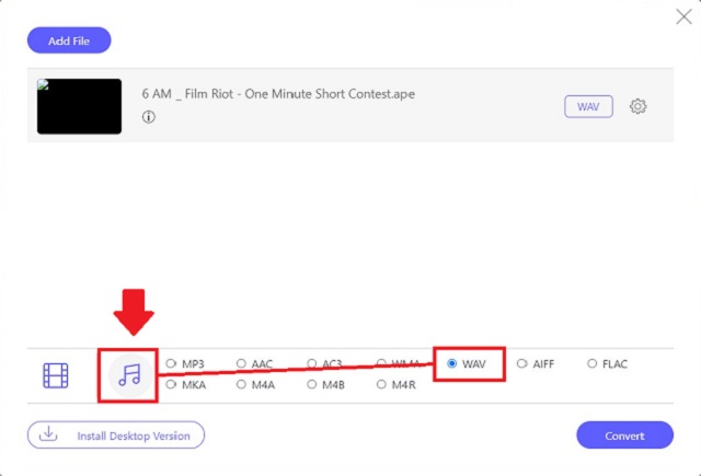 Format Pilih APE WAV AVAide