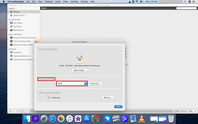 APE WAV VLC Velg Format