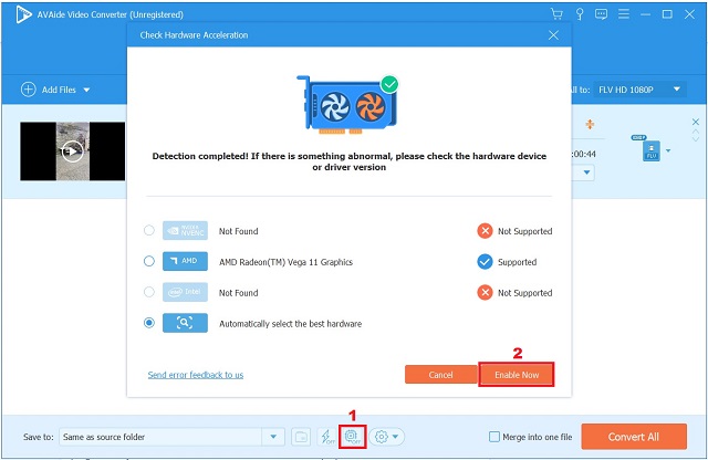 AVAide OGV til FLV Aktiver hardwareacceleration