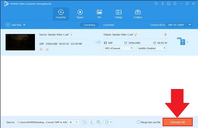 AVAide SWF u AAC pretvoriti datoteku