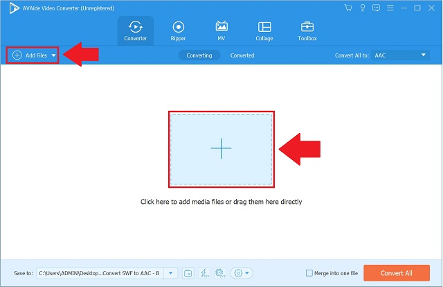 AVAide WMA To AAC Import Files