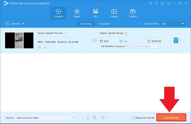 AVAide WMV Ke AAC Konversi Sekarang